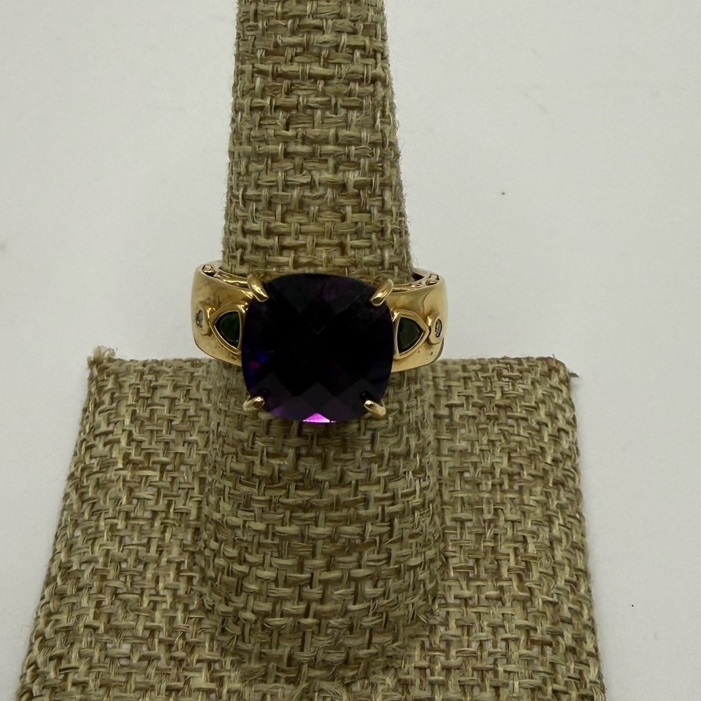 Gems En Vogue Amethyst 925 Gold Ring Sz 7.75